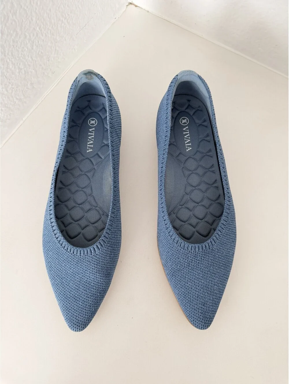 VIVAIA Blue Pointed Toe Knit Flats Eco-Friendly EU 39